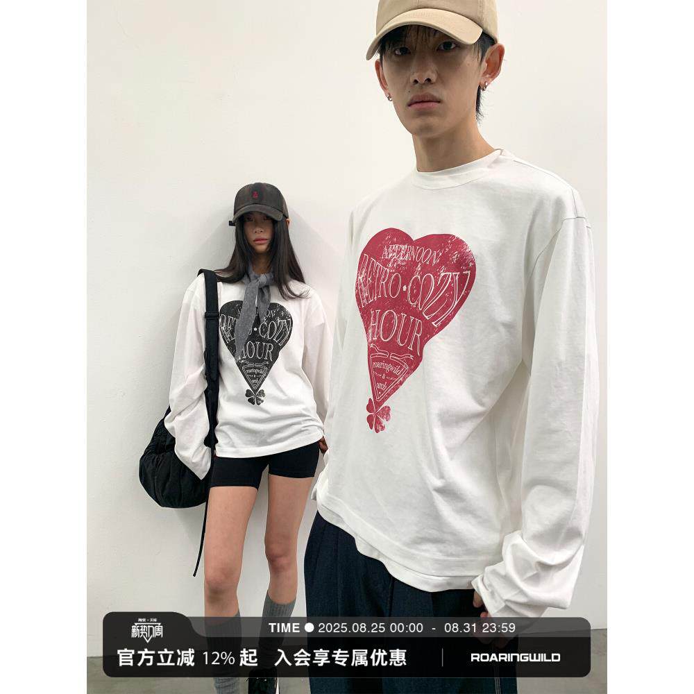 roaringwild a arch 咆哮野兽 印花情侣装打底上衣长袖T恤男罩衫