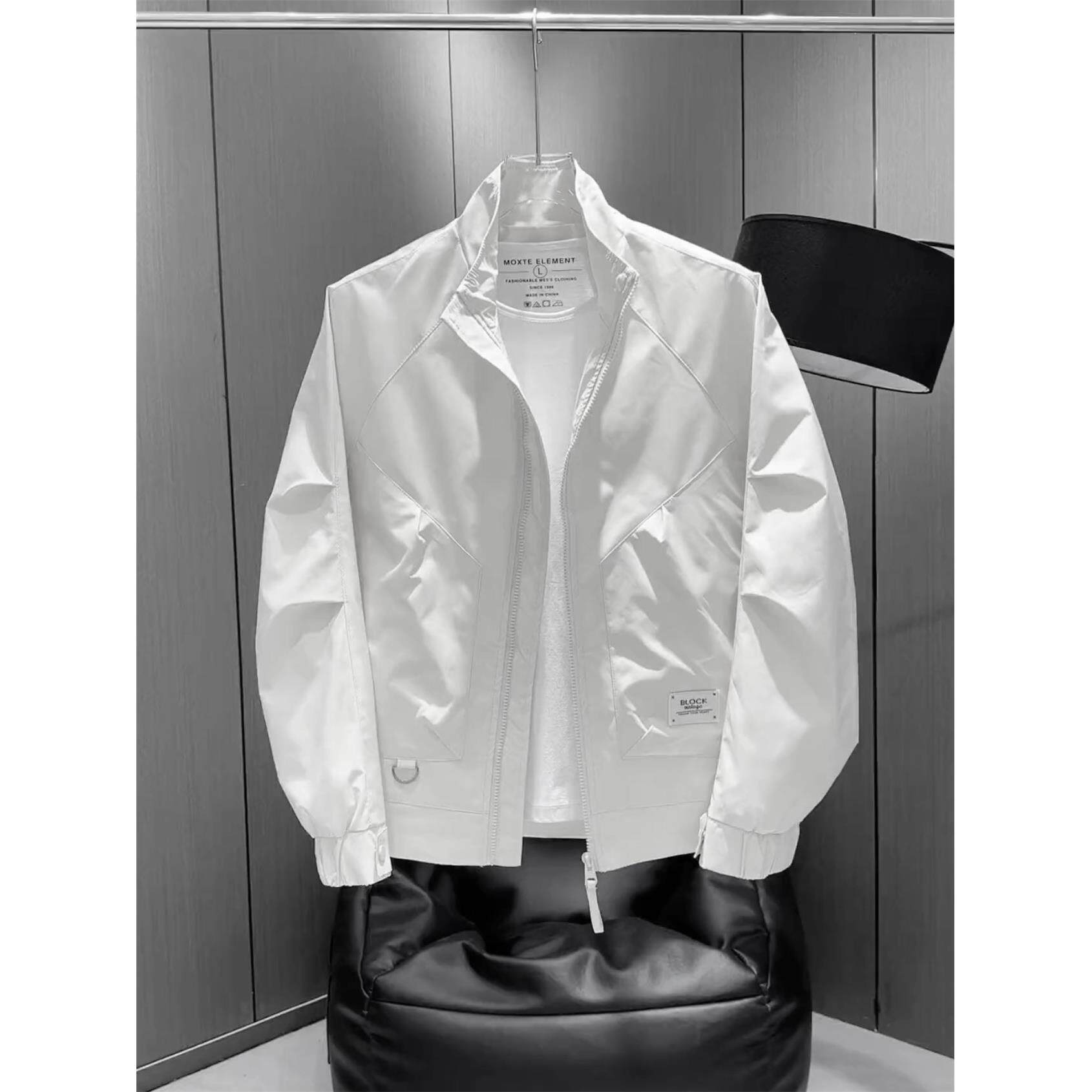 2026新款白色外套男春秋季宽松帅气立领薄款工装夹克百搭潮牌春装