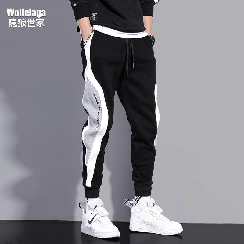 卫裤男夏季ins纯棉针织宽松束脚潮流男裤帅气青少年休闲运动裤子