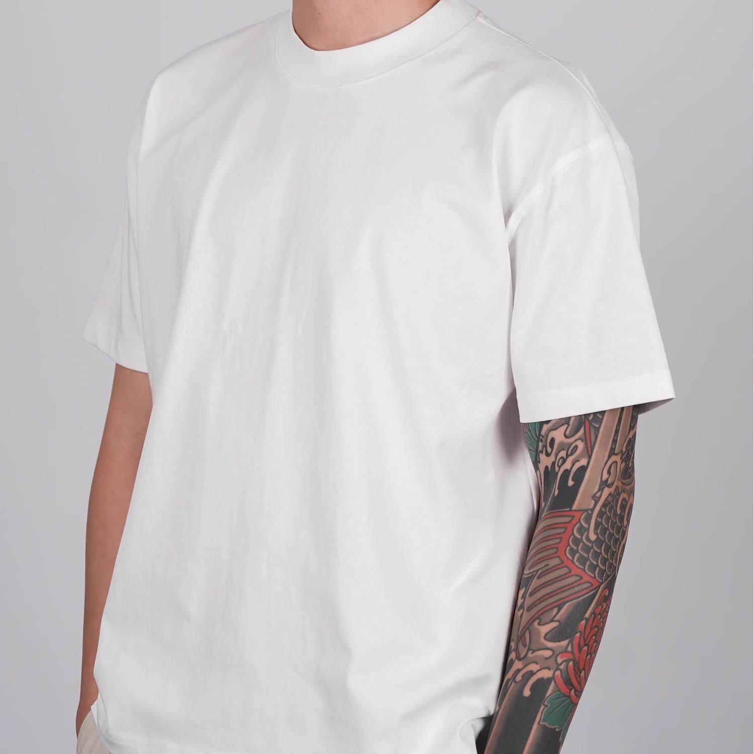 PROCANO25SS 短款32S双纱纯棉纯色短袖T恤圆领宽松打底上衣男春夏