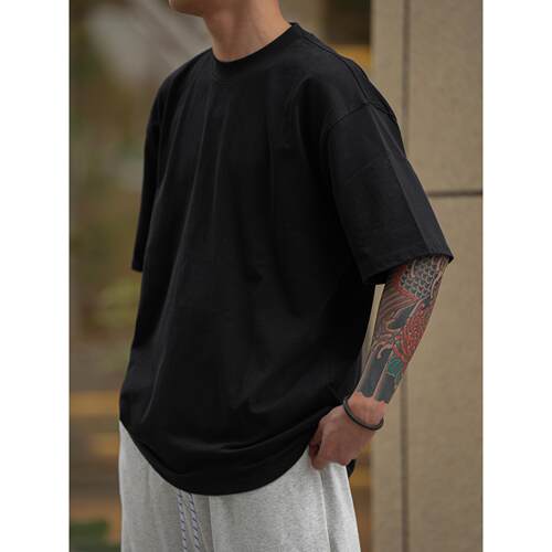 Procano24SS日系纯棉宽松休闲日常百搭阔型圆领纯色T恤短袖男女潮