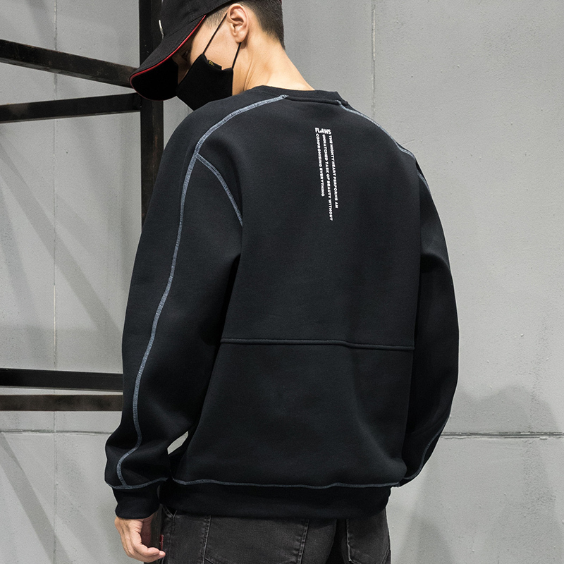 秋冬新款卫衣男无帽秋季休闲加绒外套宽松大码高级感加大加厚男装