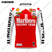 WEBIG新款 红色赛车服复古越野骑行服山地摩托车机车服拉力赛服饰