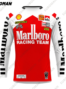 WEBIG新款红色赛车服复古越野骑行服山地摩托车机车服拉力赛服饰