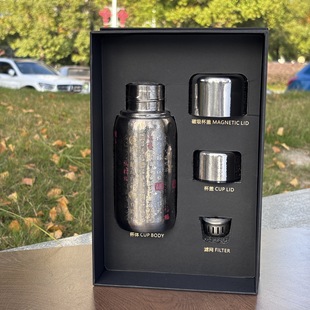 新款千佛百福机械温显纯钛磁吸保温杯户外高颜值高档礼品钛杯