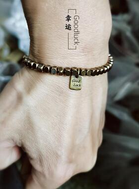 原创情侣实心黄铜小手链极细做旧