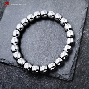 不掉色实心直切钛钢手链老型桶珠高颜值情侣款diy极限弧朋克手串
