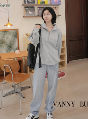 VANNYBUNNY牛仔裤花纹设计休闲裤宽松秋季百搭蓝色时尚