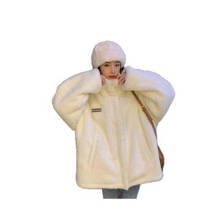 羊羔毛外套女秋冬季百搭棉服2025学生新款ins港风加绒加厚上衣潮