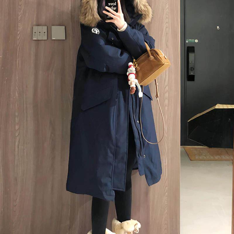 长款过膝大毛领派克服女2025冬新款韩系宽松加厚羽绒棉衣棉袄外套