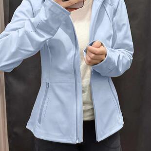 蓝色修身软壳冲锋衣一体绒女巨好看初冬加绒厚外套秋冬季2025新款