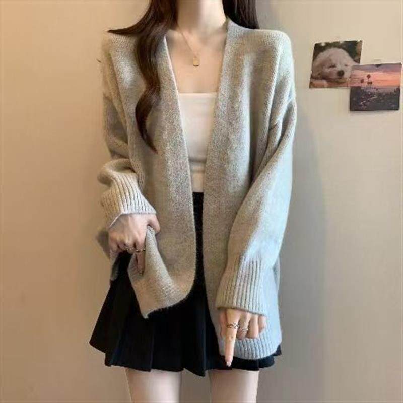 韩系宽松慵懒风针织衫外套2025年秋季新款女气质软糯毛衣开衫