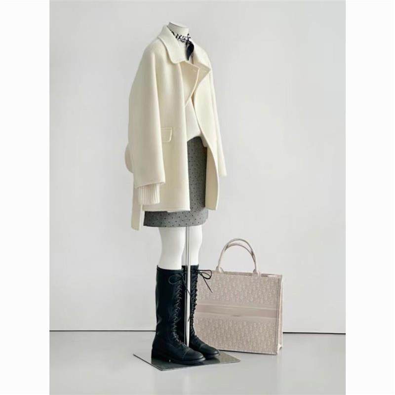 白色呢子大衣女秋冬季2025新款毛呢外套感小个子短款韩系气质