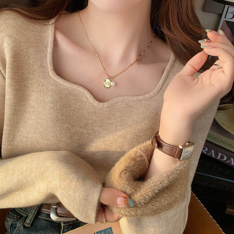 加绒打底衫女秋冬季外穿高级感加厚毛衣内搭2025新款低领保暖上衣