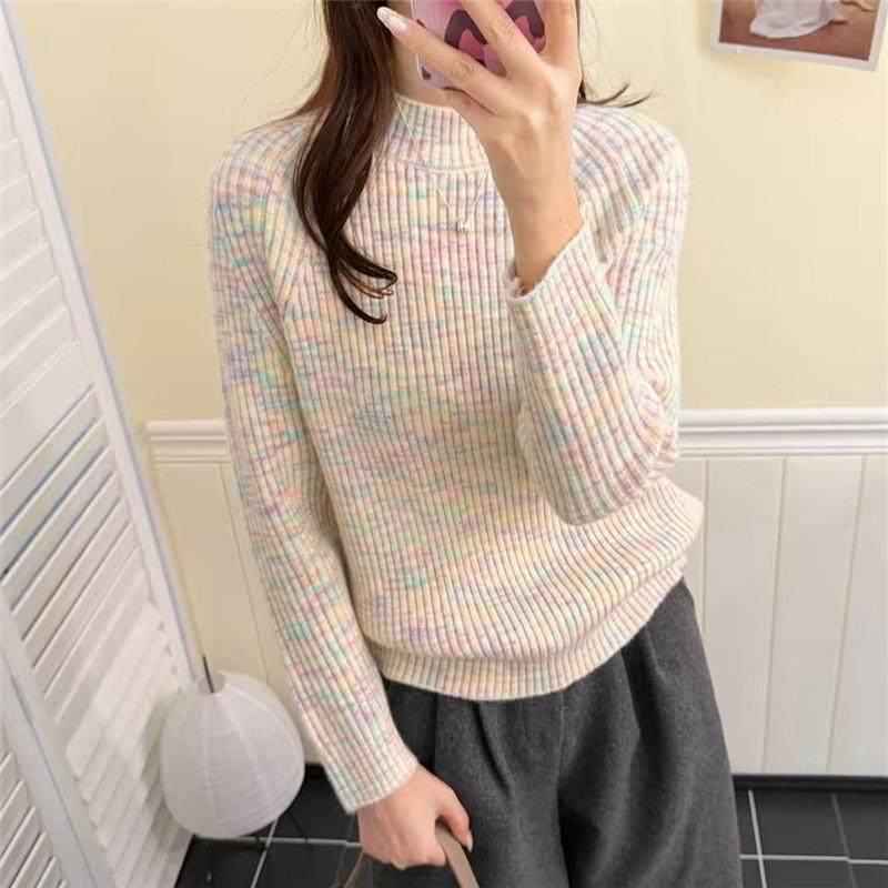 半高领花纱毛衣女秋冬新款加厚宽松显瘦百搭打底衫洋气针织衫上衣,女装/女士精品,毛衣,淘宝优惠券,粉丝福利购,淘宝优惠卷