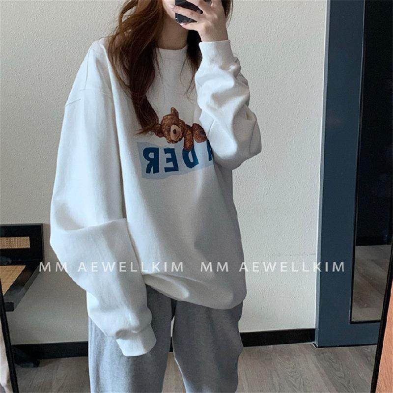 2025秋季新款宽松休闲韩版卡通无帽甜系外套圆领套头卫衣女潮ins