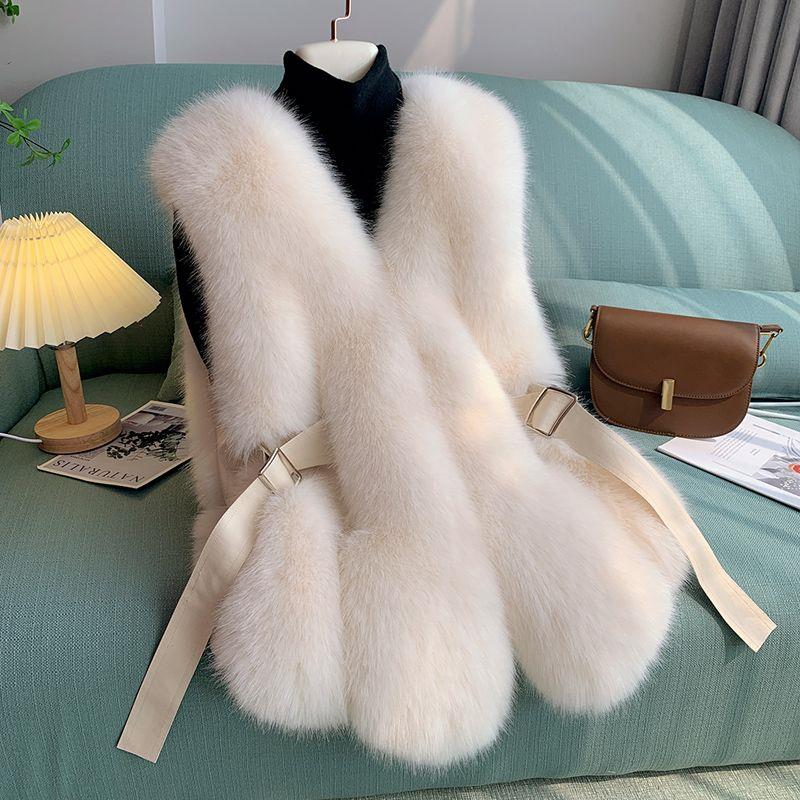 白色高级感仿狐狸毛马甲