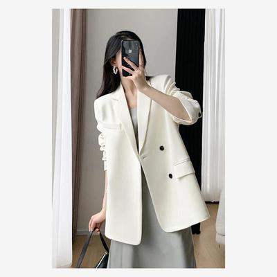 白色米西装外套女2025春