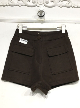 潮系列 D84753 时尚毛呢短裤品牌女装折扣颦薪
