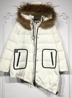 潮系列 8286S193 时尚真毛领羽绒服品牌女装折扣颦薪