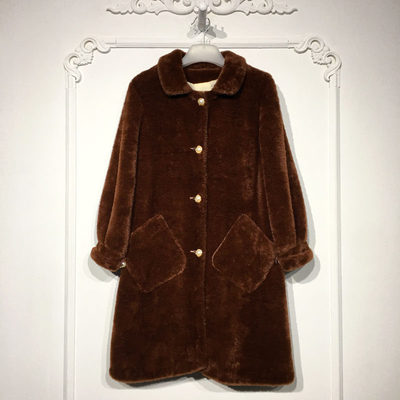 容系列 8253S199 时尚羊毛黄金貂外套品牌女装折扣颦薪