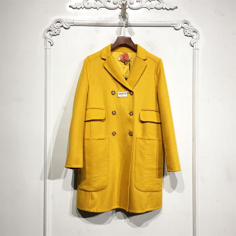 诺L系列 D80518 时尚长款毛呢外套品牌女装折扣颦薪