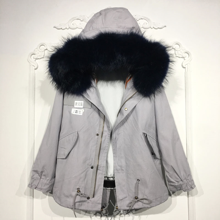 潮系列 8168S024 时尚真毛领真毛内胆派克服品牌女装折扣颦薪