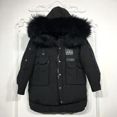 8128S179 时尚 真毛领长款 西树系列 羽绒服品牌女装 折扣颦薪