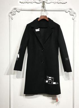 乔系列 D80234 时尚长款毛呢外套品牌女装折扣颦薪