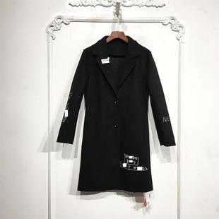 毛呢外套品牌女装 乔系列 长款 时尚 折扣颦薪 D80234