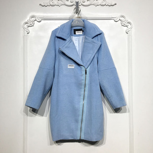毛呢外套品牌女装 潮系列 长款 时尚 折扣颦薪 D86405