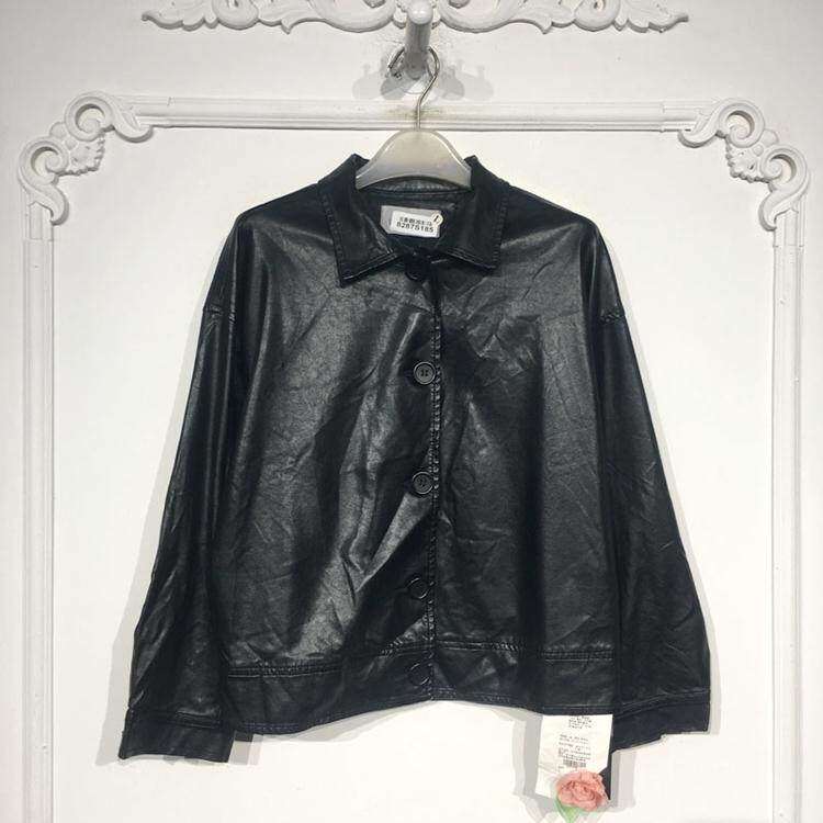 潮系列 8287S185 时尚pu皮皮衣外套品牌女装折扣颦薪