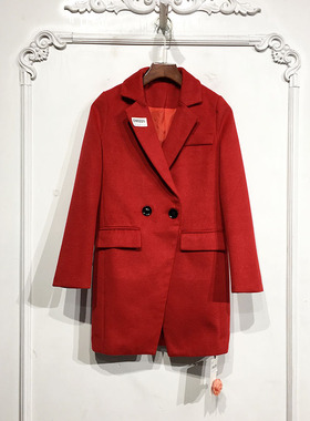填乔系列 D80228 时尚长款毛呢外套品牌女装折扣颦薪