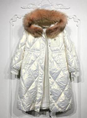 潮系列 8058S127 时尚真毛领长款羽绒服品牌女装折扣颦薪