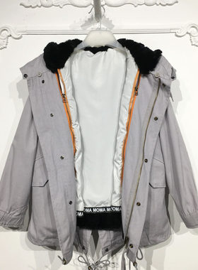 西树系列 8029S286 时尚真毛领真毛内胆派克服品牌女装折扣颦薪