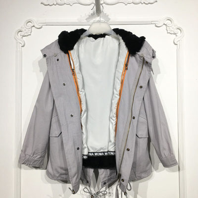 西树系列 8029S286 时尚真毛领真毛内胆派克服品牌女装折扣颦薪