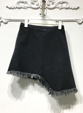 欧系列 D81664 时尚牛仔不对称短裙品牌女装折扣