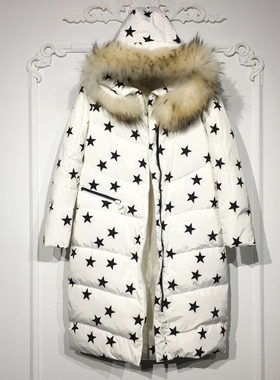 M.L系列 8253S080 时尚真毛领长款羽绒服品牌女装折扣颦薪