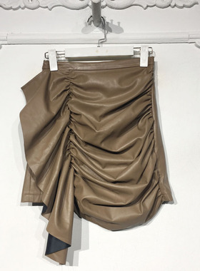 容悦 8338S055 时尚PU皮短裙品牌女装折扣颦薪