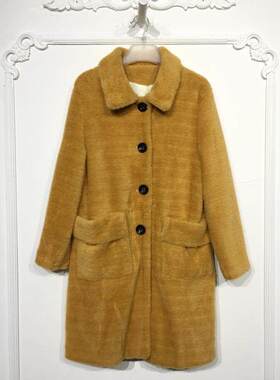 N系列 8155S207 时尚仿貂绒毛呢外套品牌女装折扣颦薪