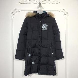 羽绒服品牌女装 潮系列 真毛领长款 时尚 折扣颦薪 8045S005