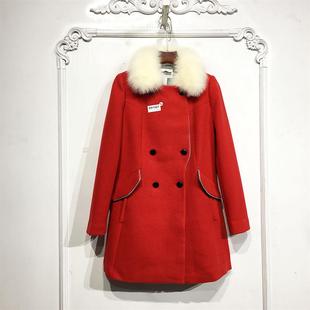 毛呢外套品牌女装 N系列 真毛领长款 时尚 折扣颦薪 D81421