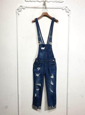 潮系列 D81237 时尚牛仔连体裤品牌女装折扣颦薪