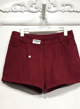 贝QN系列 D78045 时尚毛呢短裤品牌女装折扣颦薪