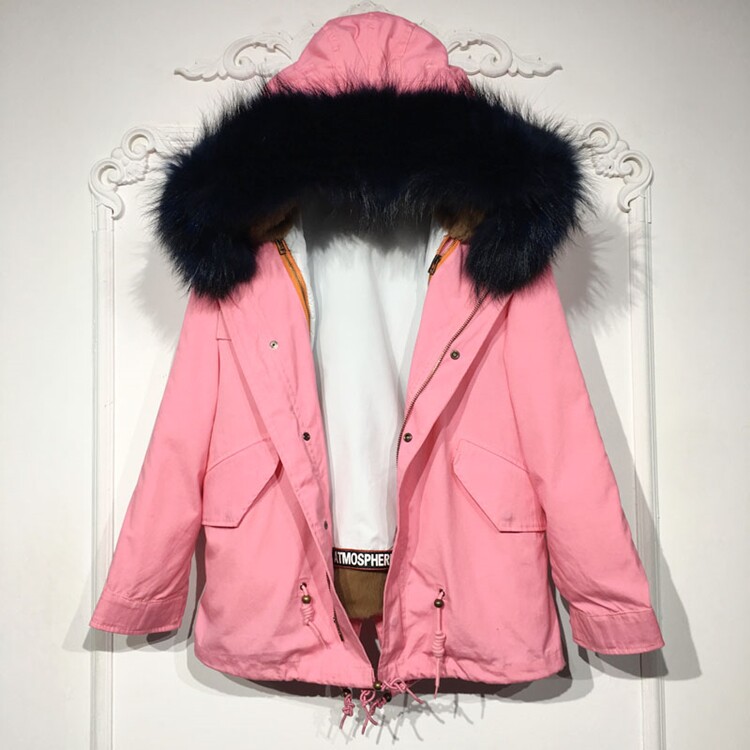 潮系列 D85812 时尚真毛派克服外套品牌女装折扣颦薪