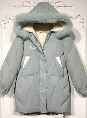 容系列 8285S128 时尚真毛领羽绒服品牌女装折扣颦薪