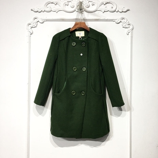 毛呢外套品牌女装 艾O系列 长款 时尚 折扣饕薪 D74313