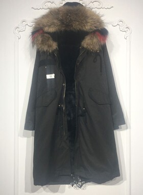 潮系列 8280S077 时尚真毛真毛领派克服品牌女装折扣颦薪