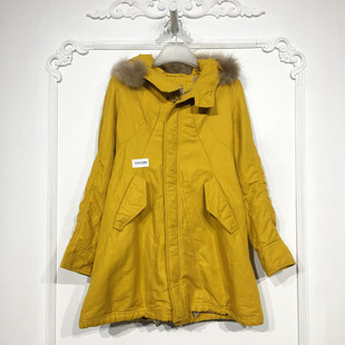 棉服品牌女装 江N系列 真毛领长款 时尚 折扣颦薪 D90289