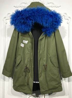 容系列 8032S025 时尚真毛领真毛内胆派克服品牌女装折扣颦薪